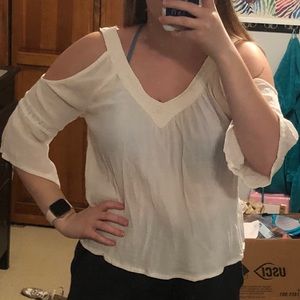 Hollister Cold Shoulder Boho Top Size Small White